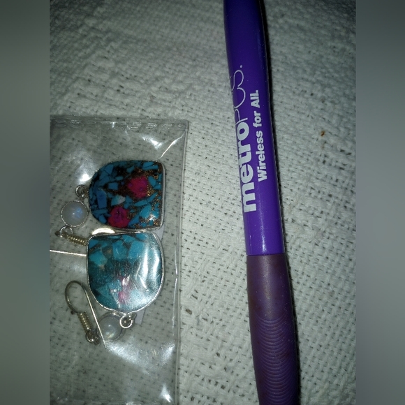 NEW Spiny Oyster Moonstone Gemstone Handmade Gift Jewelry Earrings 1.97" Silver - Picture 5 of 5